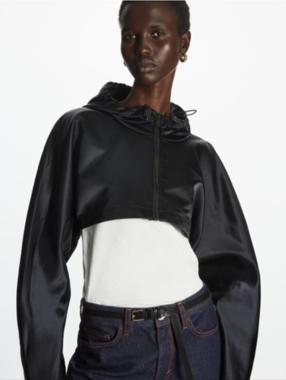 PRICE FIRM 🍓 COS Cropprd Hooded Nylon Jacket